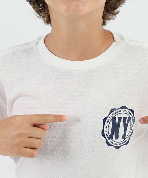 Camiseta Juvenil Estampada Marisa Tam 10 a 16 Off White
