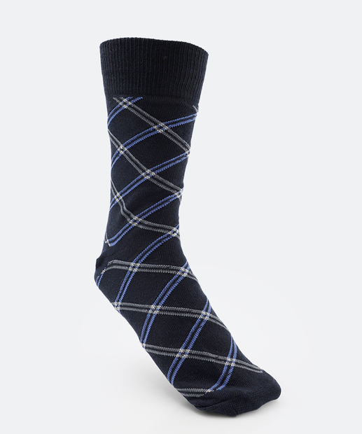 Image_Meia Masculina Cano Longo Estampada MR Preta