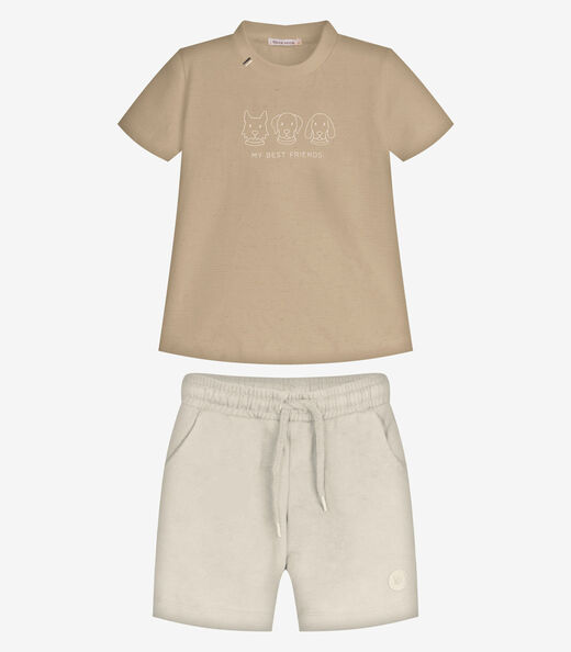 Image_Conjunto Infantil Camiseta Com Bermuda Trick Nick Bege
