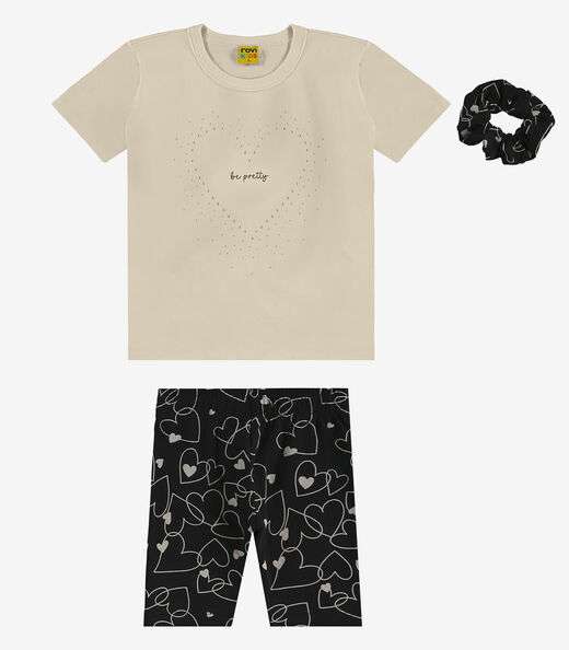 Conjunto Infantil Blusa Com Ciclista Rovi Kids Bege