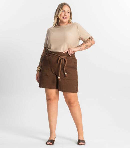 Bermuda Feminina Moletinho Secret Glam Marrom