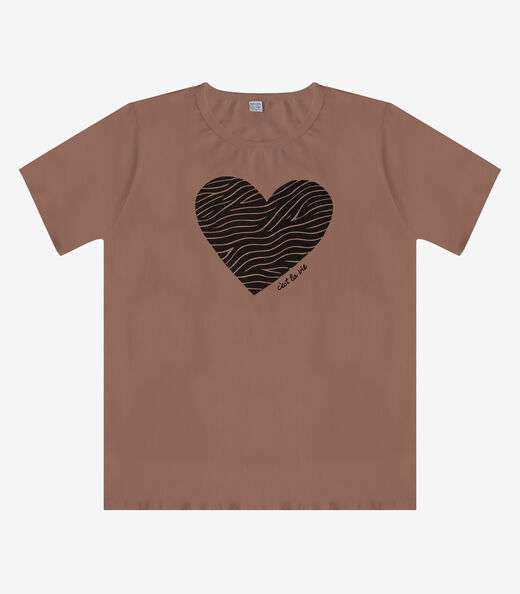 Blusa Feminina Manga Curta Infinita Cor Marrom