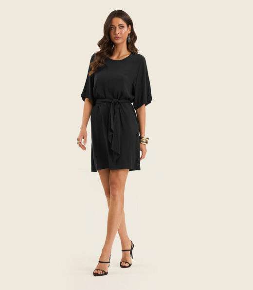 Vestido Curto Feminino Com Cinto Endless Preto