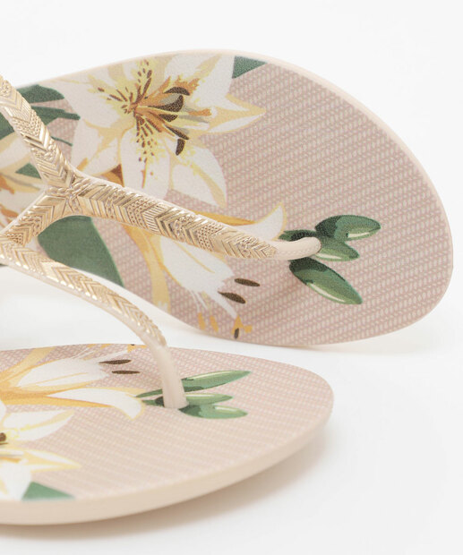 Sandália Feminina Rasteira Trabalhada Grendha Off White