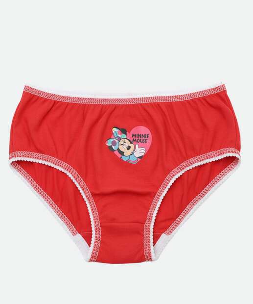 Kit 3 Calcinhas Infantil Minnie Disney Tam 2 a 12 Rosa
