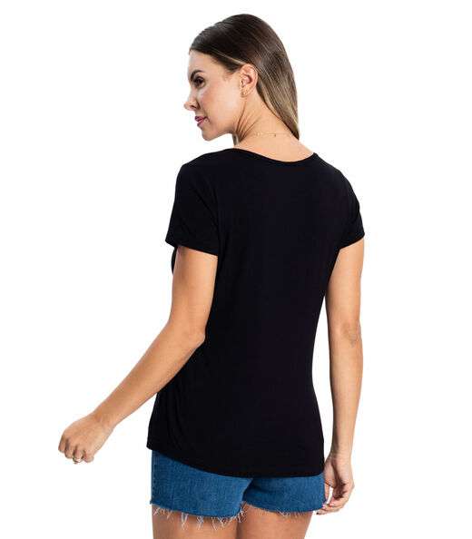 Blusa Feminina Viscotorcion Básica Rovitex Preto