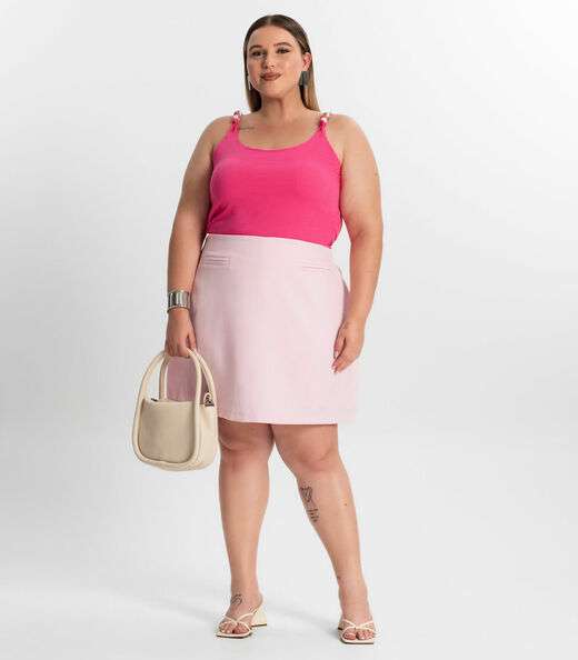 Blusa De Alça Plus Size Secret Glam Rosa