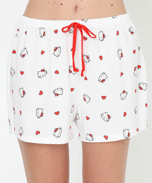 Pijama Feminino Americano Hello Kitty Sanrio Off White