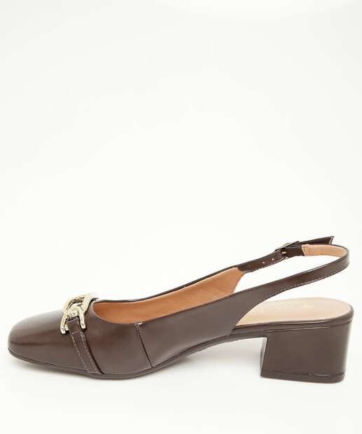 Scarpin Feminino Slingback Salto Grosso Via Uno