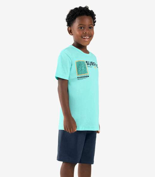 Conjunto Infantil Camiseta Com Bermuda Rovi kids Azul