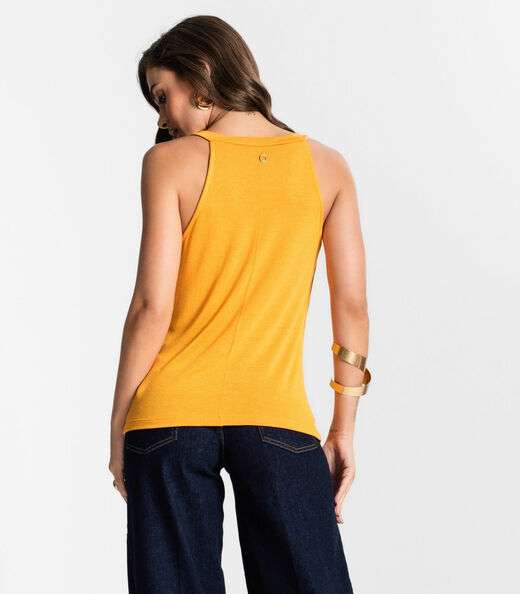 Regata Feminina Decote Degagê Endless Amarelo