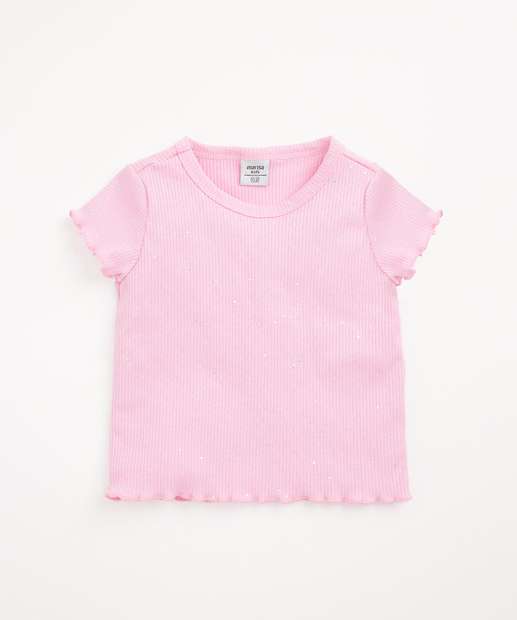 Blusa Infantil Canelada Brilho Manga Curta Marisa Tam 1 a 3