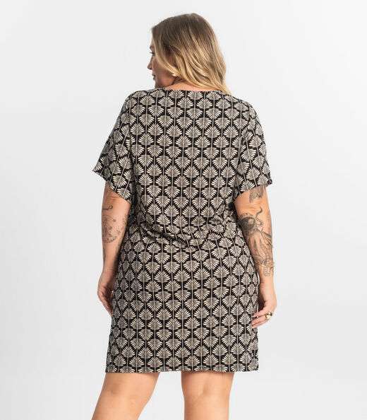 Vestido Estampado Plus Size Secret Glam Preto