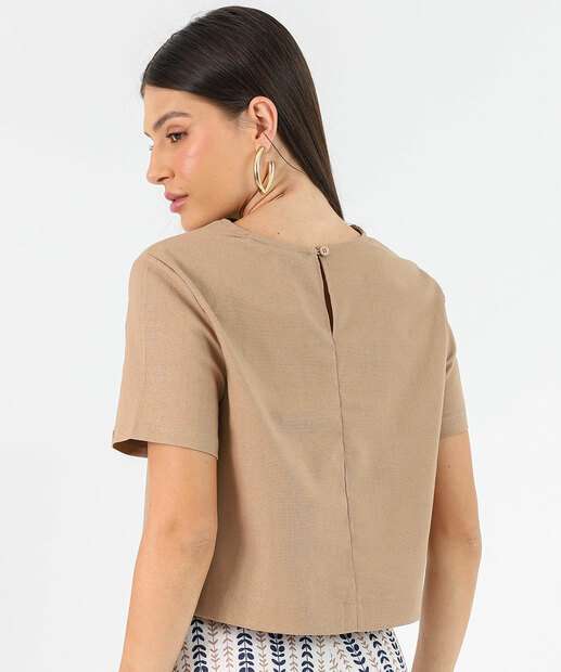 Blusa Feminina Manga Curta Marisa Marrom