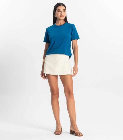 Blusa Básica Feminina Meia Malha Rovitex Azul