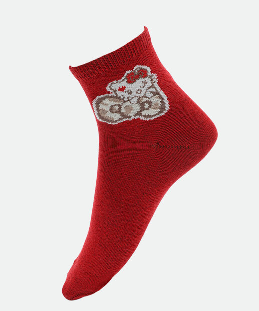 Kit 2 Meias Soquete Feminina Hello Kitty Vermelho