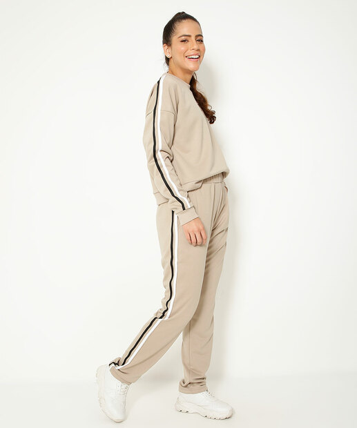 Calça Feminina Reta Bolsos Listras Marisa