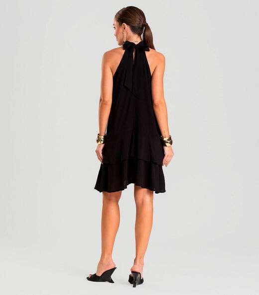 Vestido Curto Feminino Em Viscose Style Box Preto