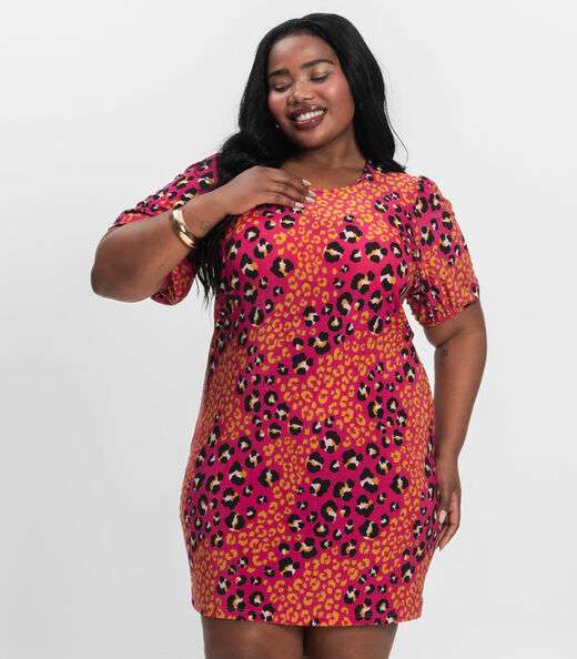 Vestido Malha Fria Plus Infinita Cor Rosa