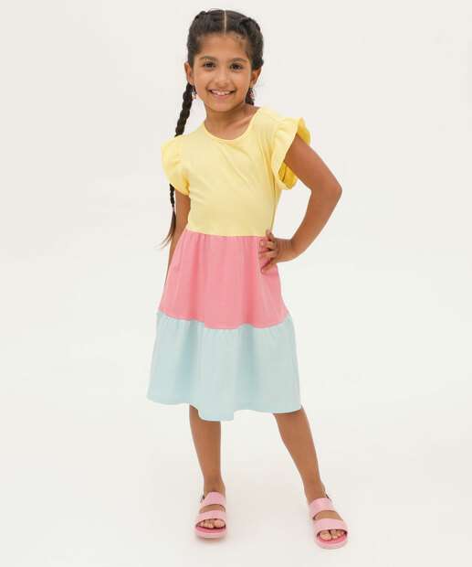 Vestido Infantil Recorte Babado Marisa Tam 4 a 10