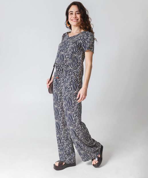 Image_Calça Pantalona Feminina Estampada Marisa Azul