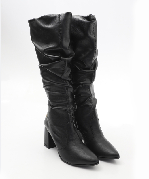 Bota Feminina Cano Alto Salto Grosso Via Uno Preto