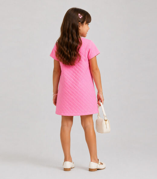 Vestido Infantil Feminino Malha Matelasse Select Rosa