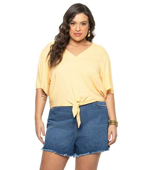 Blusa Feminina Plus Size Secret Glam Amarelo