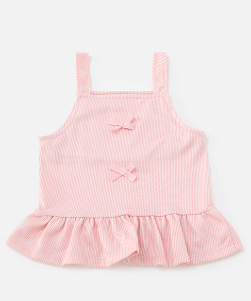 Conjunto Infantil Canelado Lacinho Marisa Tam 1 a 3 Rosa