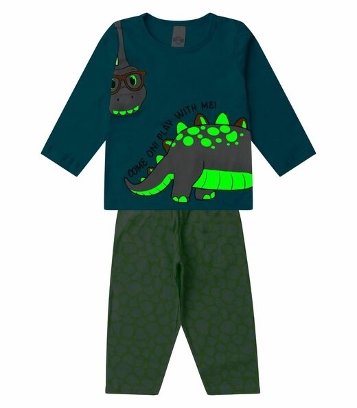 Pijama Menino Manga Longa Meia Malha Select Azul