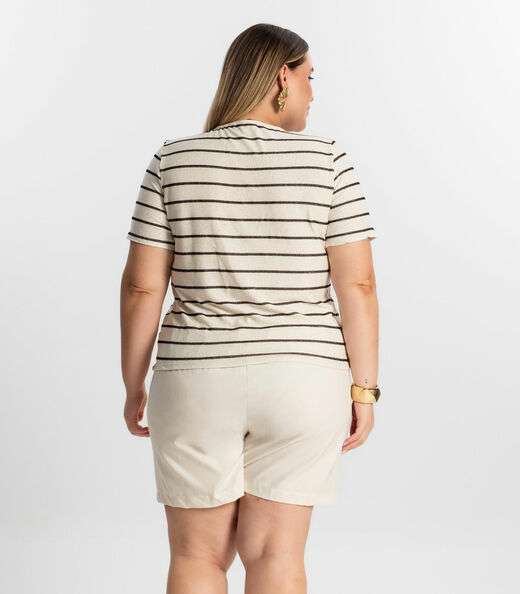 Blusa Plus Size Com Listras Secret Glam Preto
