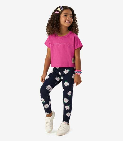 Legging Infantil Feminina Cotton Rovi Kids Azul