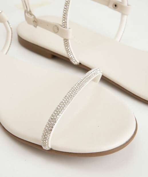 Sandália Feminina Rasteira Strass 127483