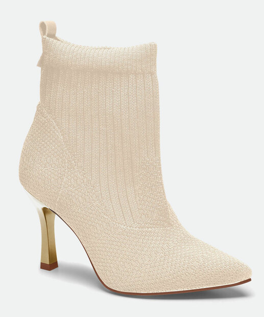 Bota Feminina Cano Curto Knit Salto Fino Dakota 