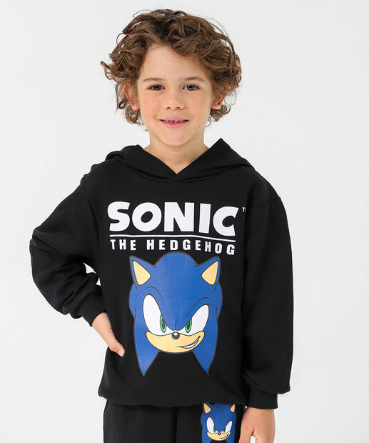 Image_Blusão Infantil Moletom Capuz Sonic Tam 4 a 10 Preto