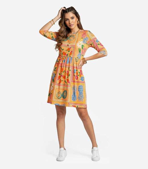Vestido Feminino em Molecotton Infinita Cor Laranja