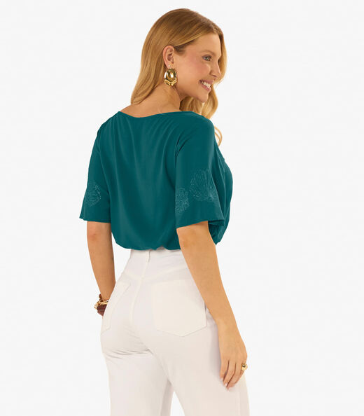 Blusa Feminina Viscose Khyara Com Estampa Rovitex Verde