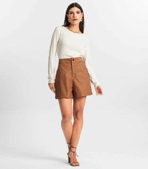 Blusa Feminina Canelada Manga Longa Endless Bege