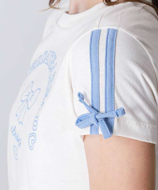 Blusa Juvenil Laço Manga Curta Marisa Tam 10 a 16 Off White