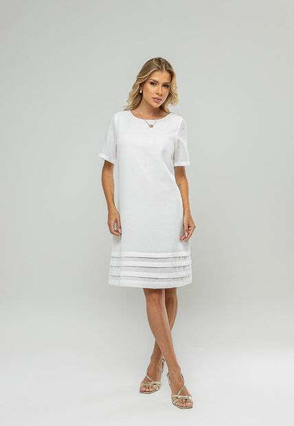 Vestido Curto Com Pregas Na Barra Branco Salvatore