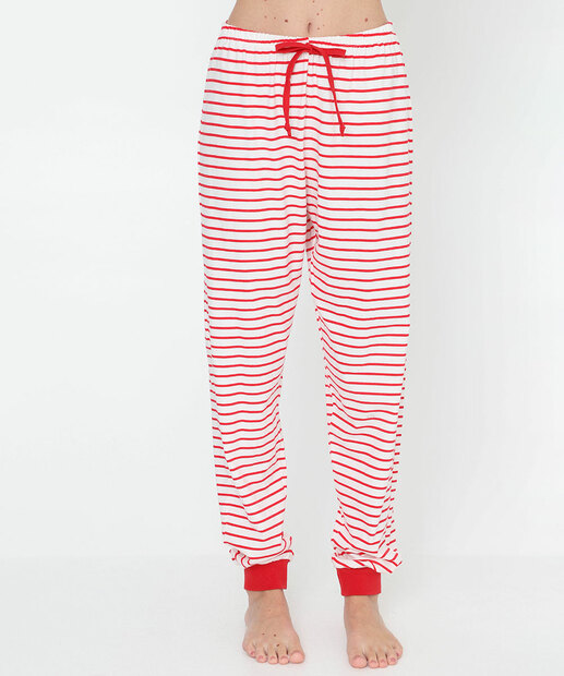 Pijama Feminino Hello Kitty Listrado Manga Longa Vermelho