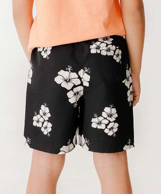Bermudas Infantil Estampa Folhas Marisa Tam 4 a 10 Preto