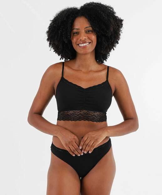 Sutiã Bra Top Recorte Renda Bojo Marisa Preto