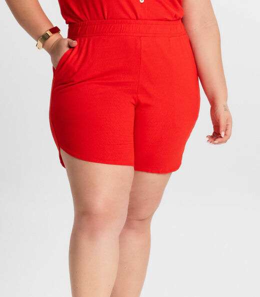 Conjunto Plus Size Camisa Com Bermuda Secret Glam Laranja