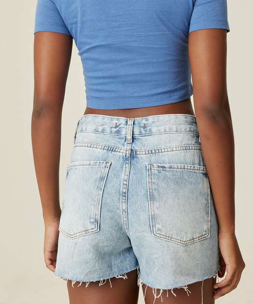 Short Jeans Feminino Cintura Alta Bolsos Marisa  