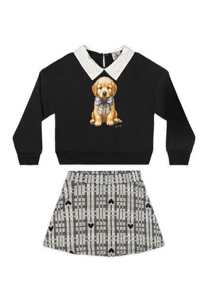 Conjunto Blusão Golden Saia Xadrez Quimby