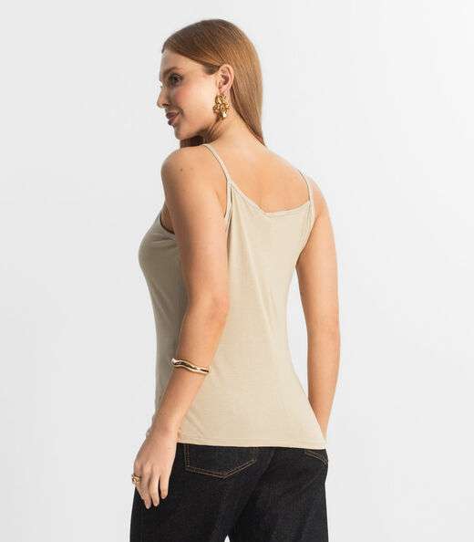 Blusa Feminina de Alças Básica Rovitex Bege