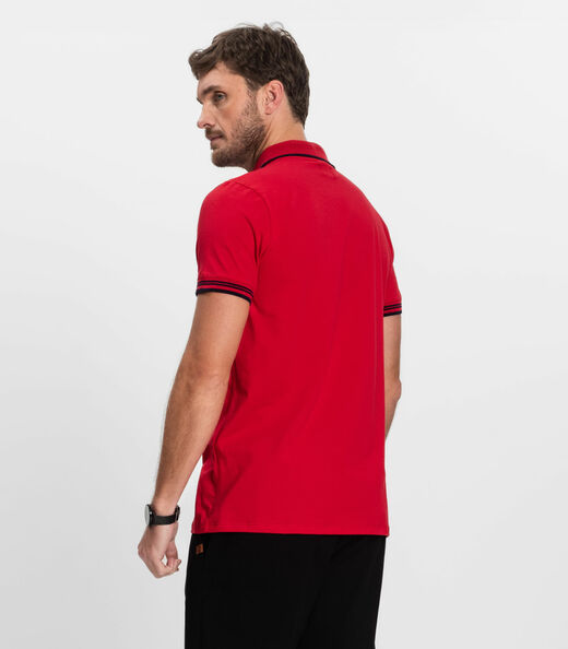 Polo masculina em Cotton Leve Diamentro Vermelho