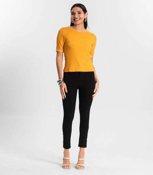 Blusa Feminina Ribana Canelada Amarelo
