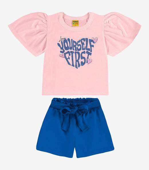 Conjunto Infantil Blusa Com Shorts Rovi Kids Azul
